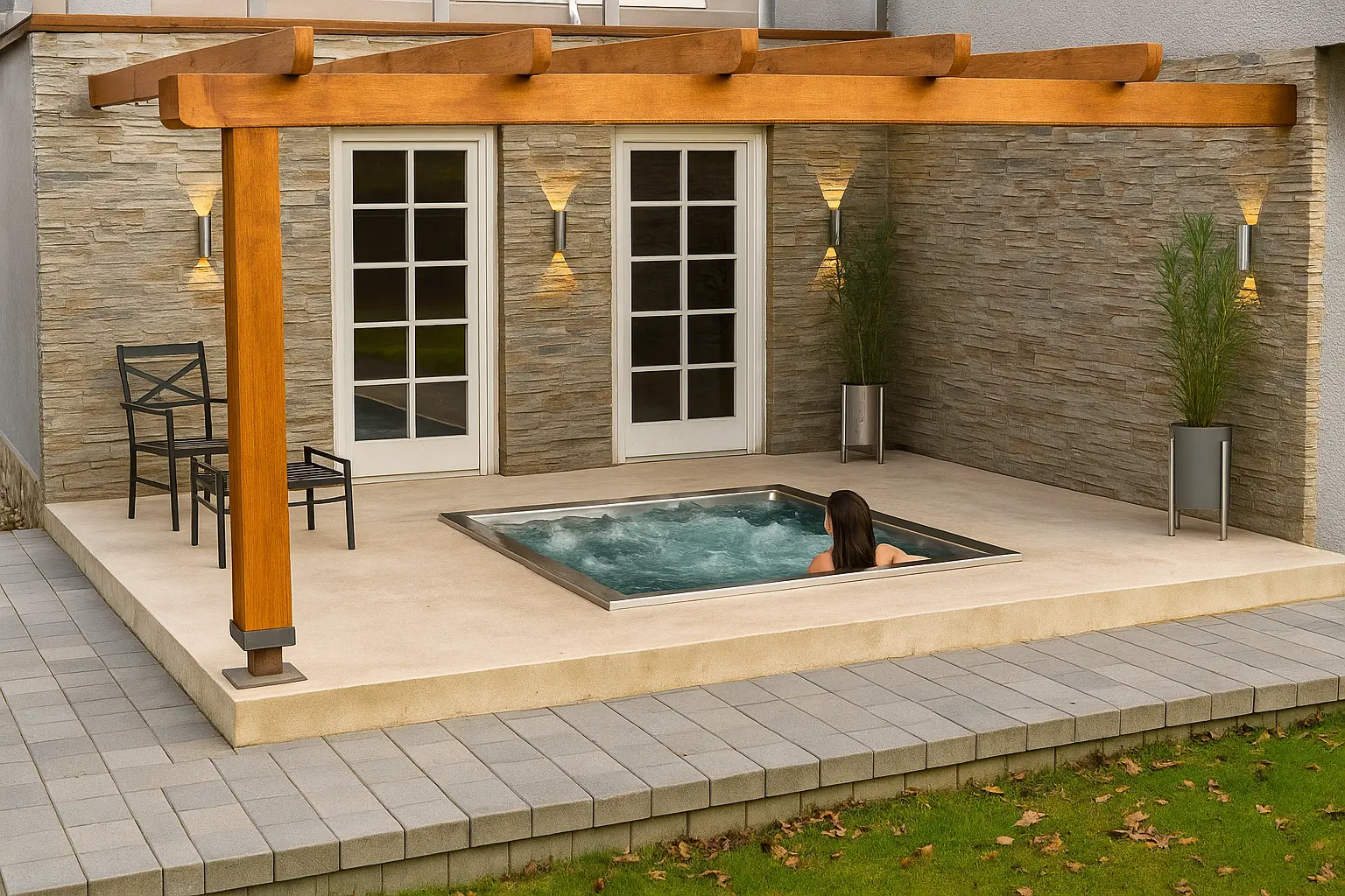 Pergola spa — Outdoor hydrotherapy · Residential