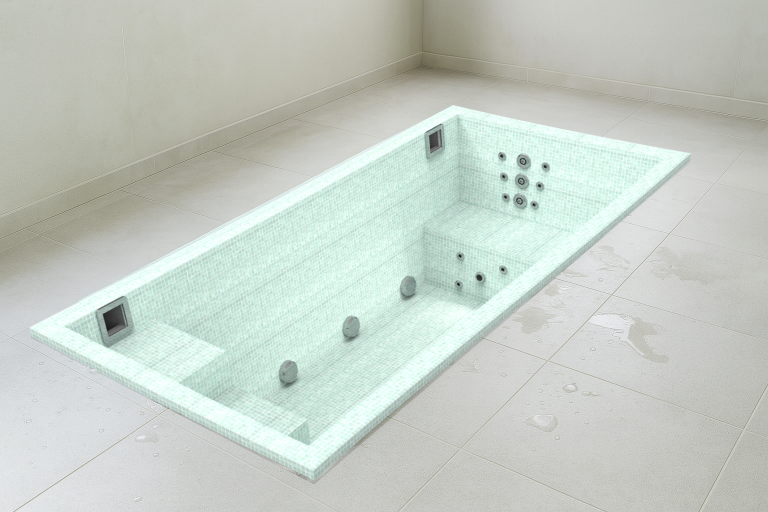 CONCEPT DESIGN RENDER — RECESSED MOSAIC HYDROTHERAPY